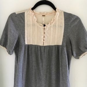 Free People Gray Peasant Babydoll Dress w Bib